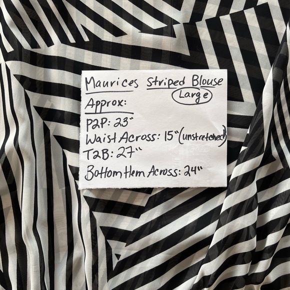 Maurice’s Striped Blouse - Open Sleeve & Fitted Waist - Size Large - Picture 2 of 16